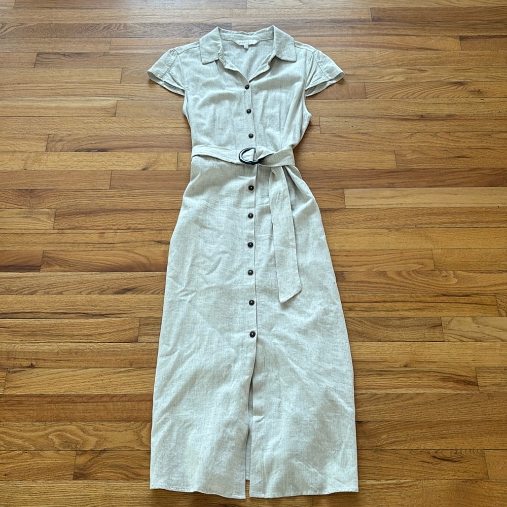 Apricot Linen Maxi Dress